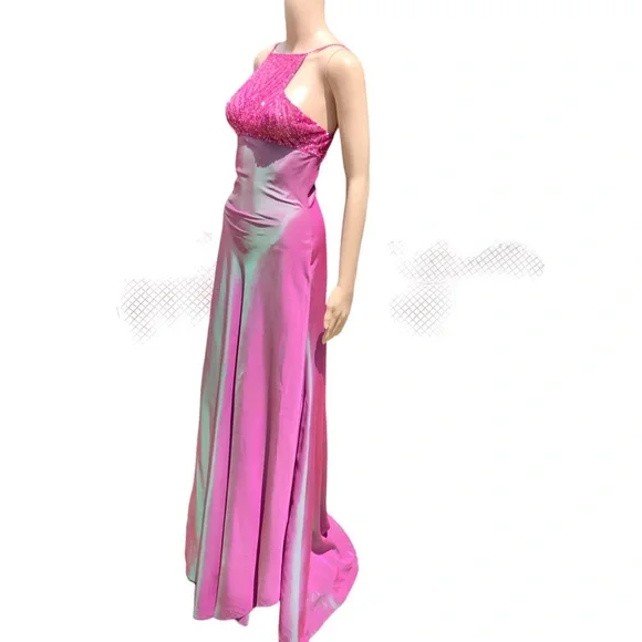 Elie Saab NWT with defects pinkish ombré formal gown with sequin top and wrap - Picture 12 of 15
